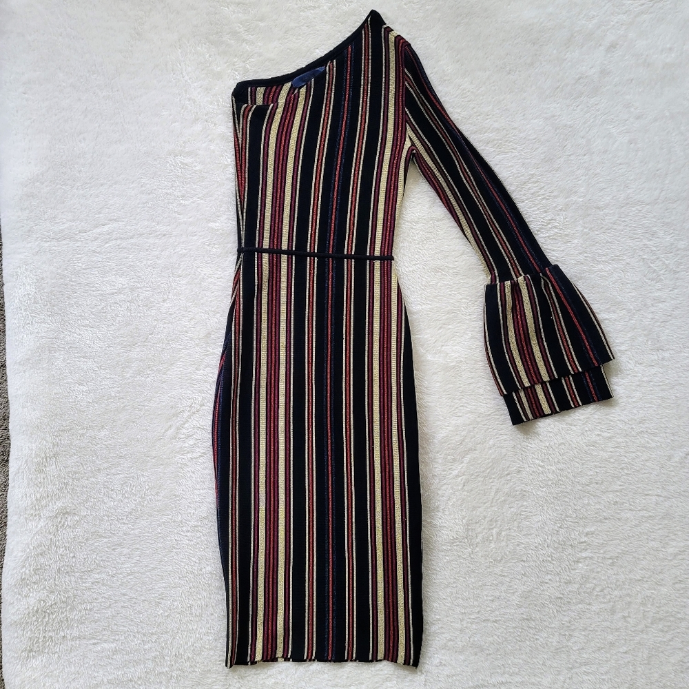 Rachel Roy One Shoulder Striped Dress